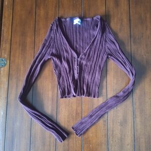 Urban Outfitters Purple Ribbed Cropped Cardigan Small